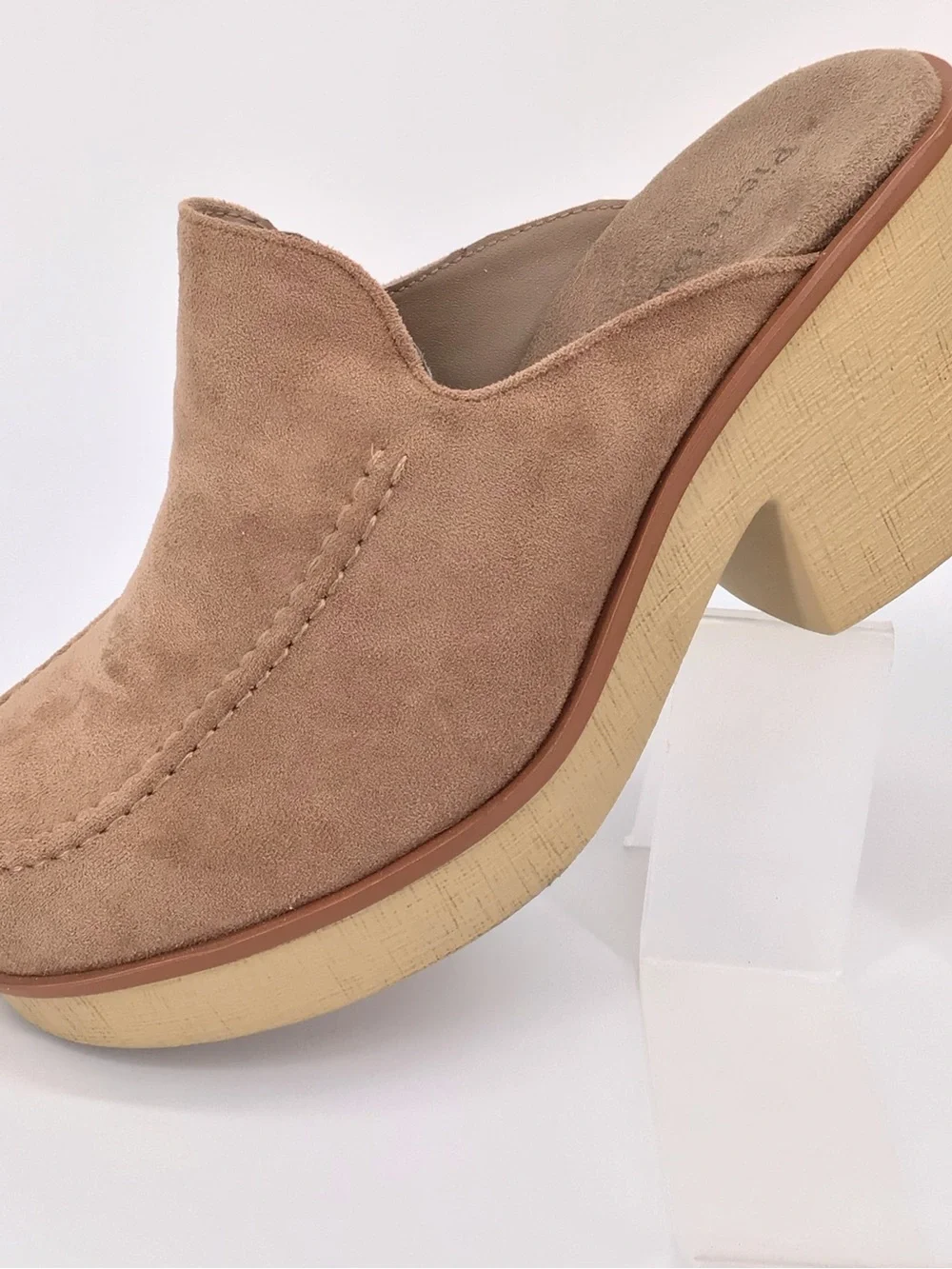 Pierre Dumas Women's Taupe Suede Closed-Toe Slide Mules Clogs Size 8.5